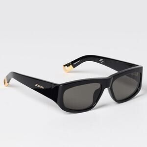 New! Jacquemus JAC2C1SUN, Unisex Black Sunglasses with Gold Accents, Authentic